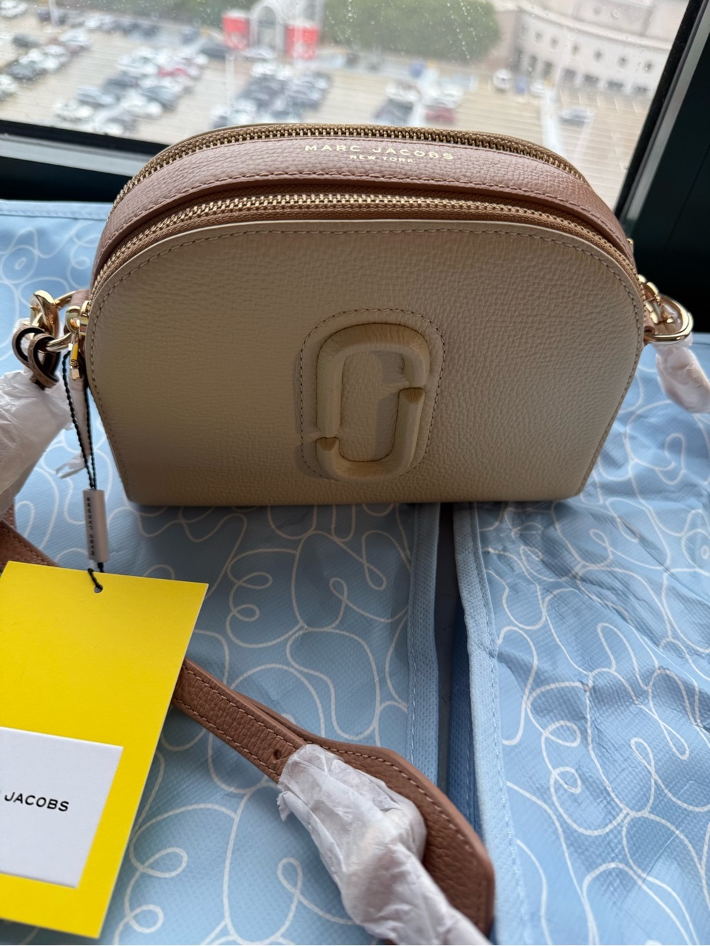 Marc Jacobs Beige and Brown Double Zip Crossbody Camera Bag